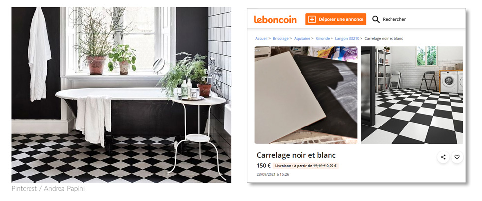 salle de bain deco recup carrelage damier